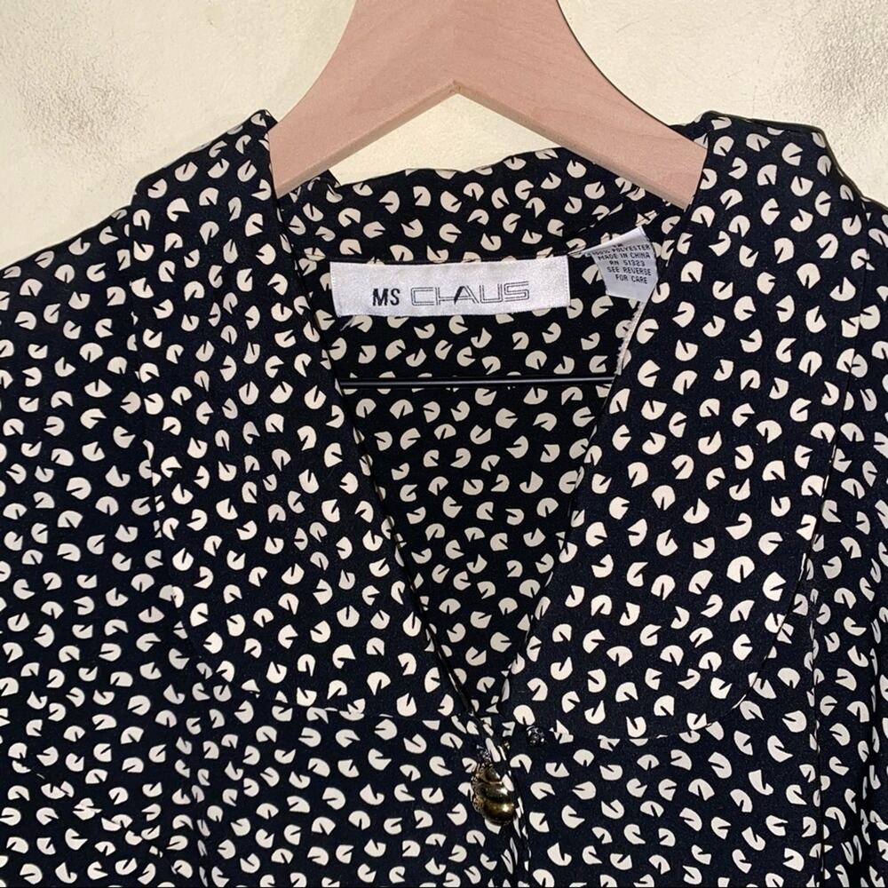 Vntg Ms. Chaus Geometric Pattern Button Up Dress … - image 5